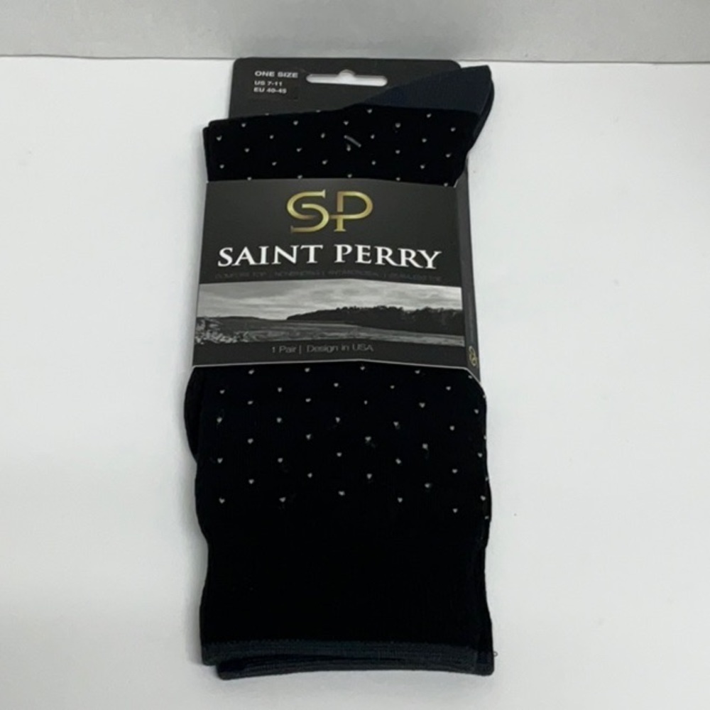 Black Dress Socks with Elegant Dotted Pattern - Picture 1 of 5